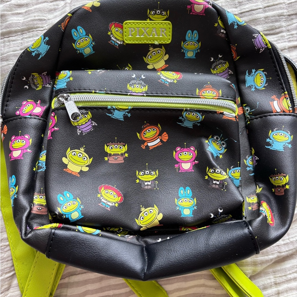 Loungefly Black and Neon Alien Backpack